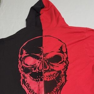 Howl-O-Scream Skull Full Zip Hoodie Red And Black Mens 3XL Goth Horror Y2K